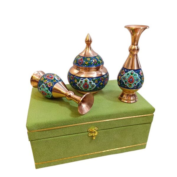 باکس کادویی گلدان و قندان مس و پرداز