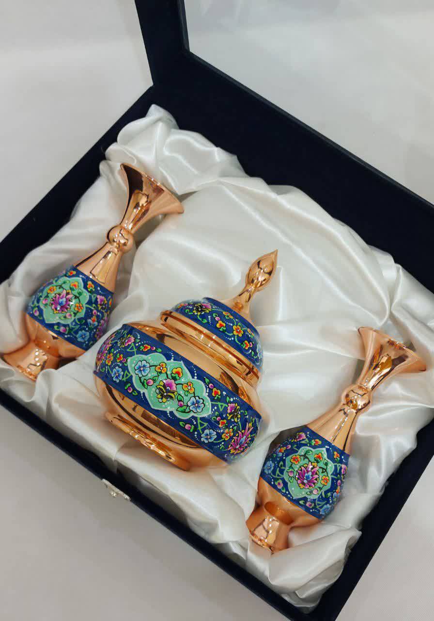 باکس کادویی گلدان و قندان مس و پرداز